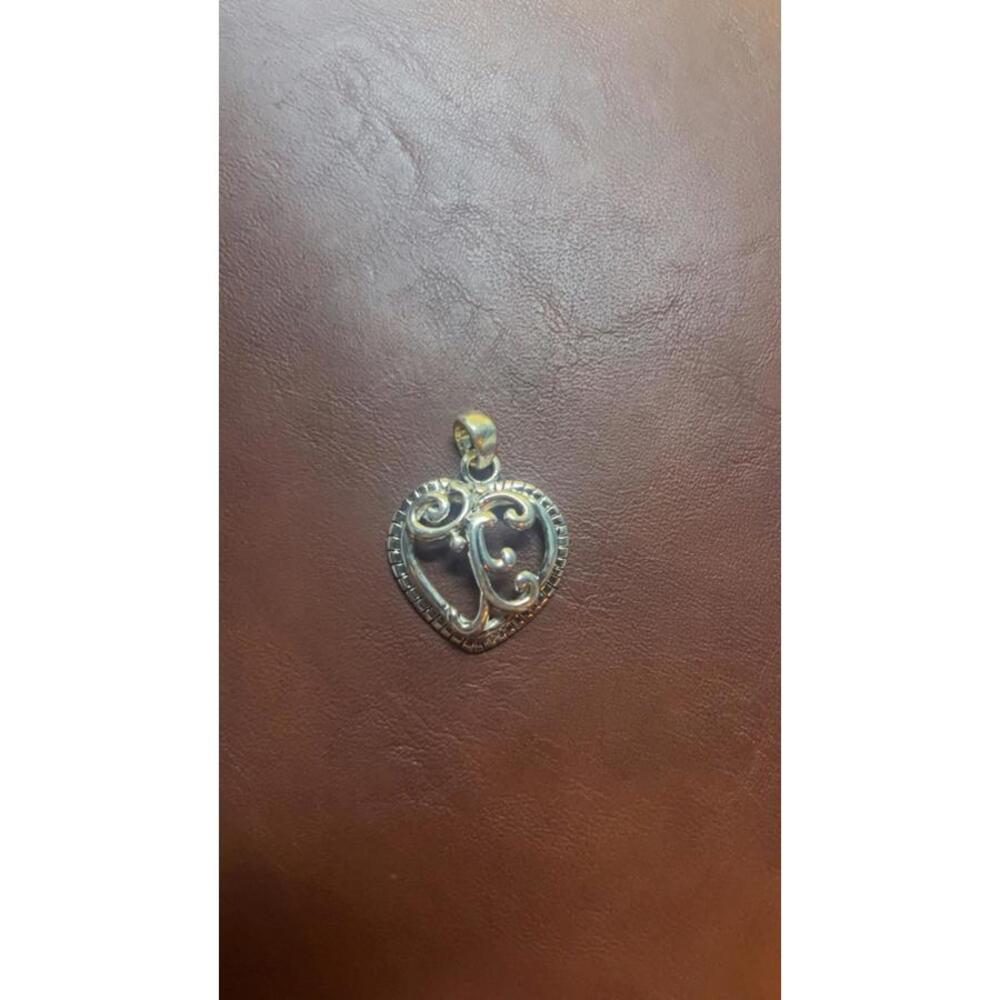 Vintage Silver Tone Intricate Engraved Swirl Pattern Miniature Heart Pendant